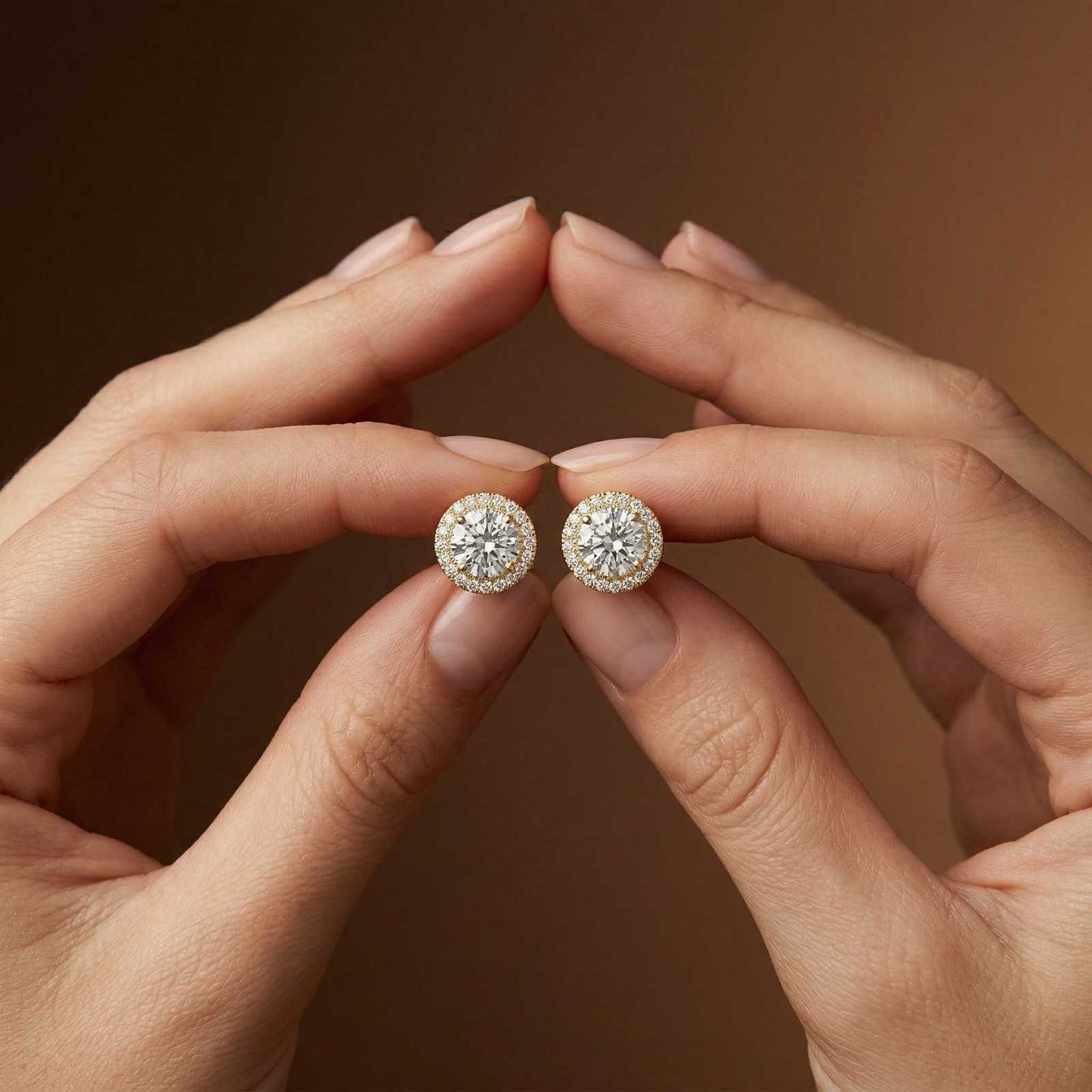 2.90Ct Moissanite Classic Round Halo Stud Earrings