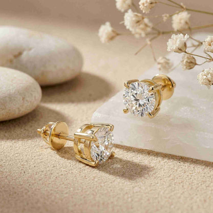 2.5Ct Moissanite Classic Solitaire Stud Earrings