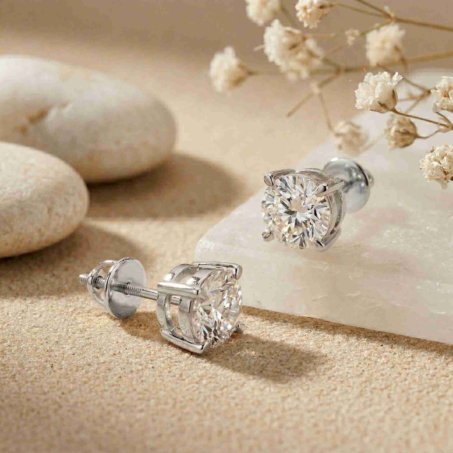 2.5Ct Moissanite Classic Solitaire Stud Earrings