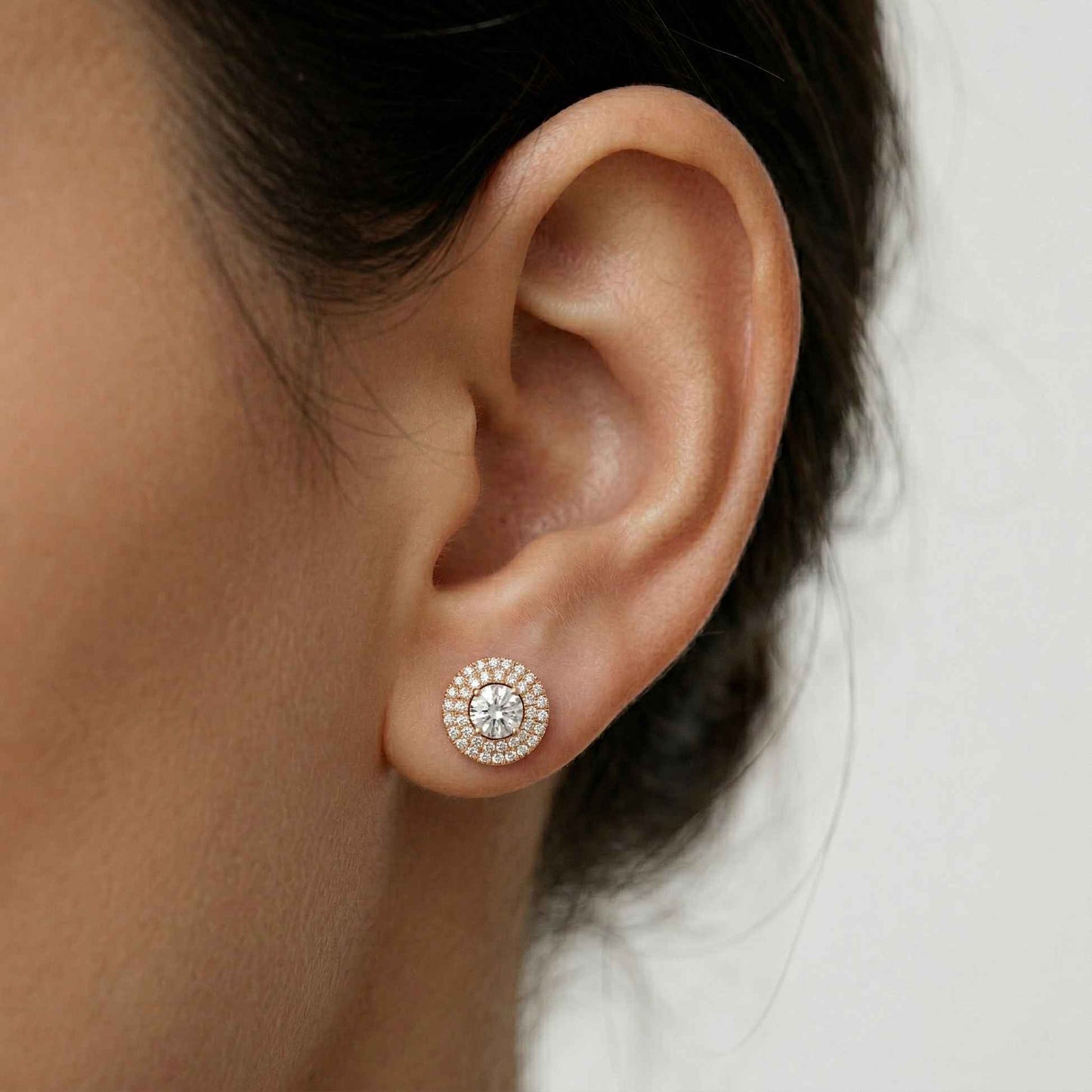 3.42Ct Moissanite Triple Halo Stud Earrings