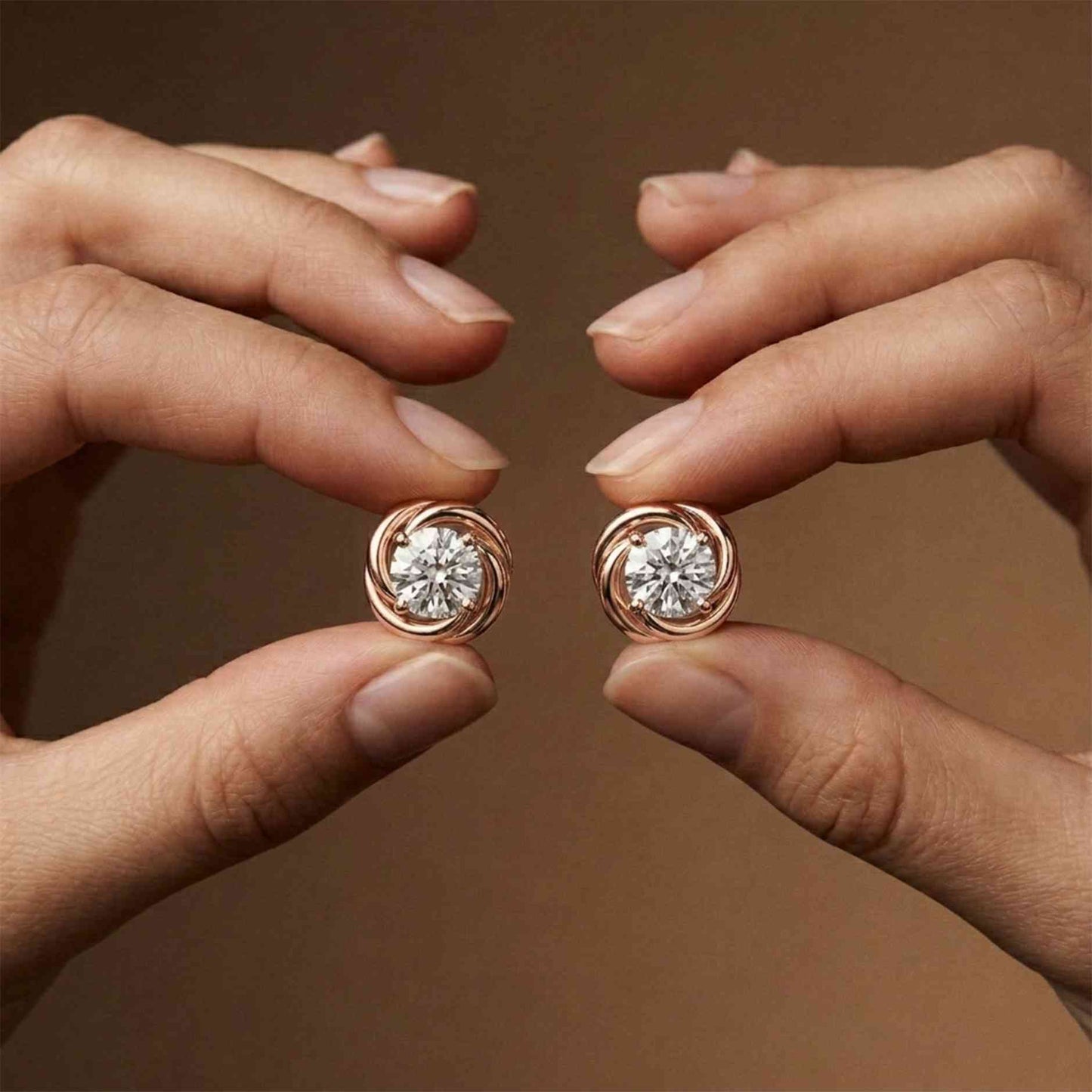 0.47Ct Moissanite Twisted Halo Stud Earrings
