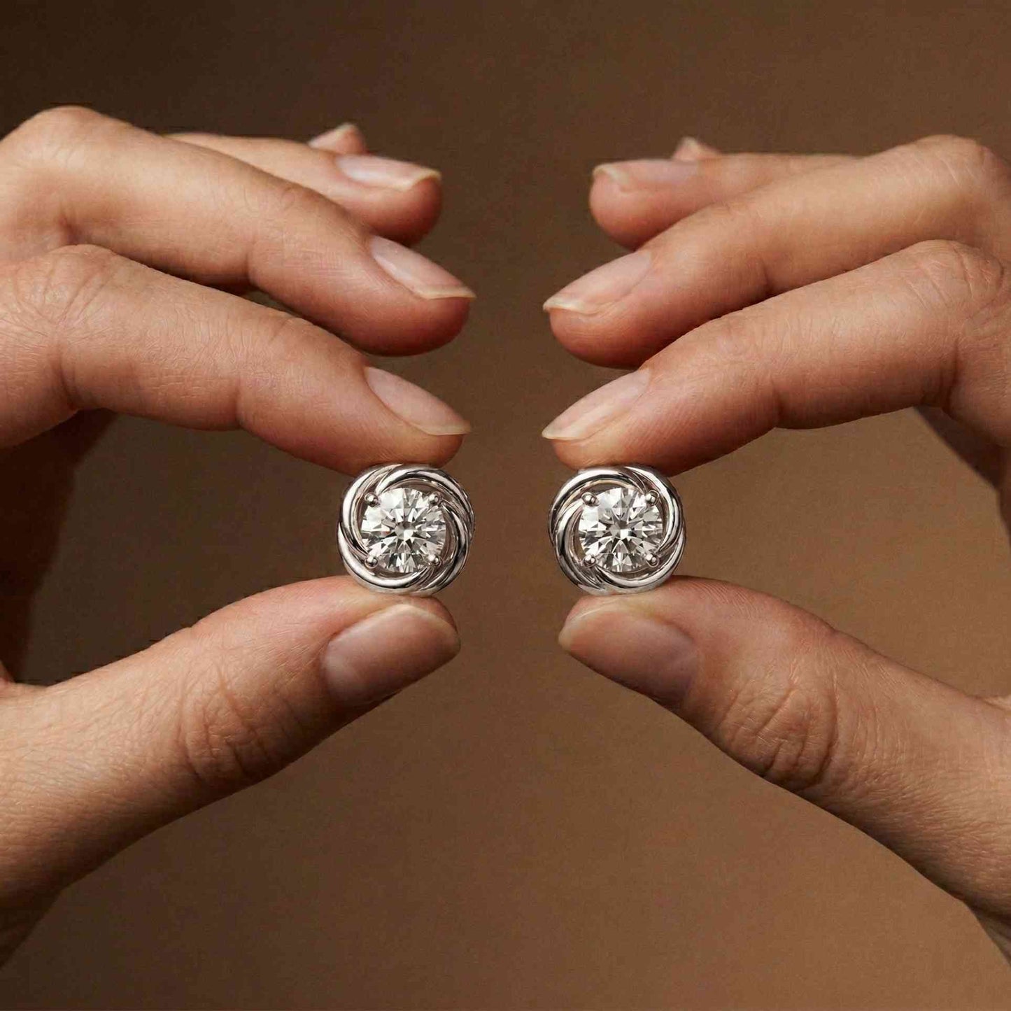 0.47Ct Moissanite Twisted Halo Stud Earrings
