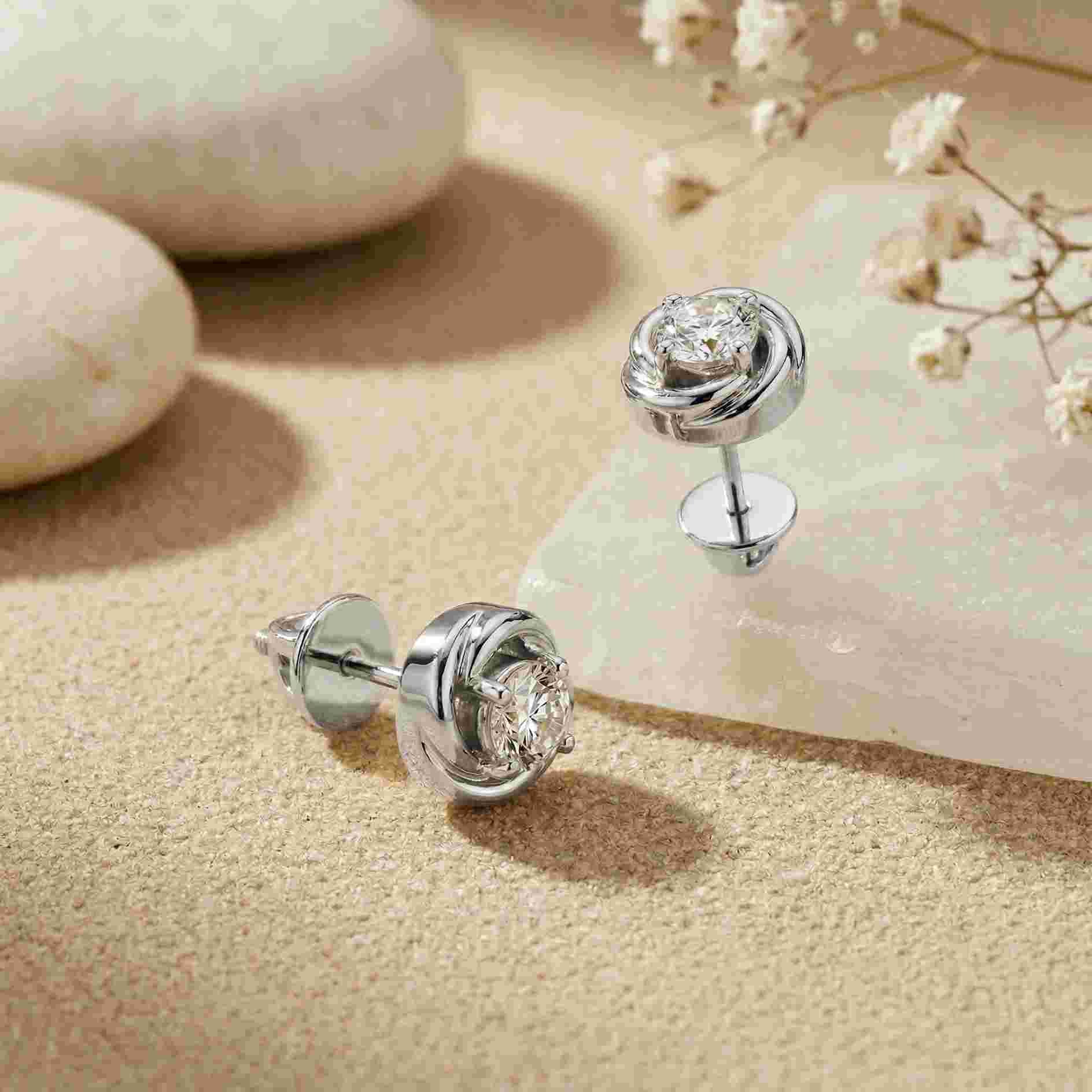 0.47Ct Moissanite Twisted Halo Stud Earrings