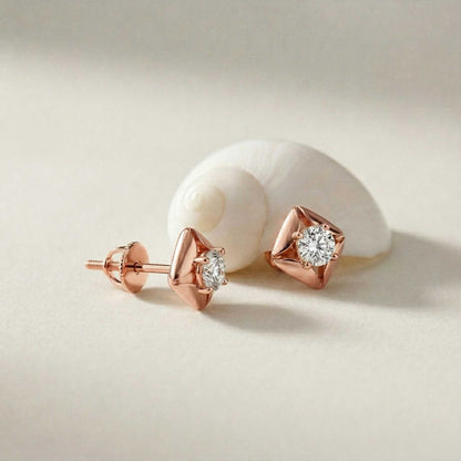 0.47Ct Moissanite Petal Frame Stud Earrings