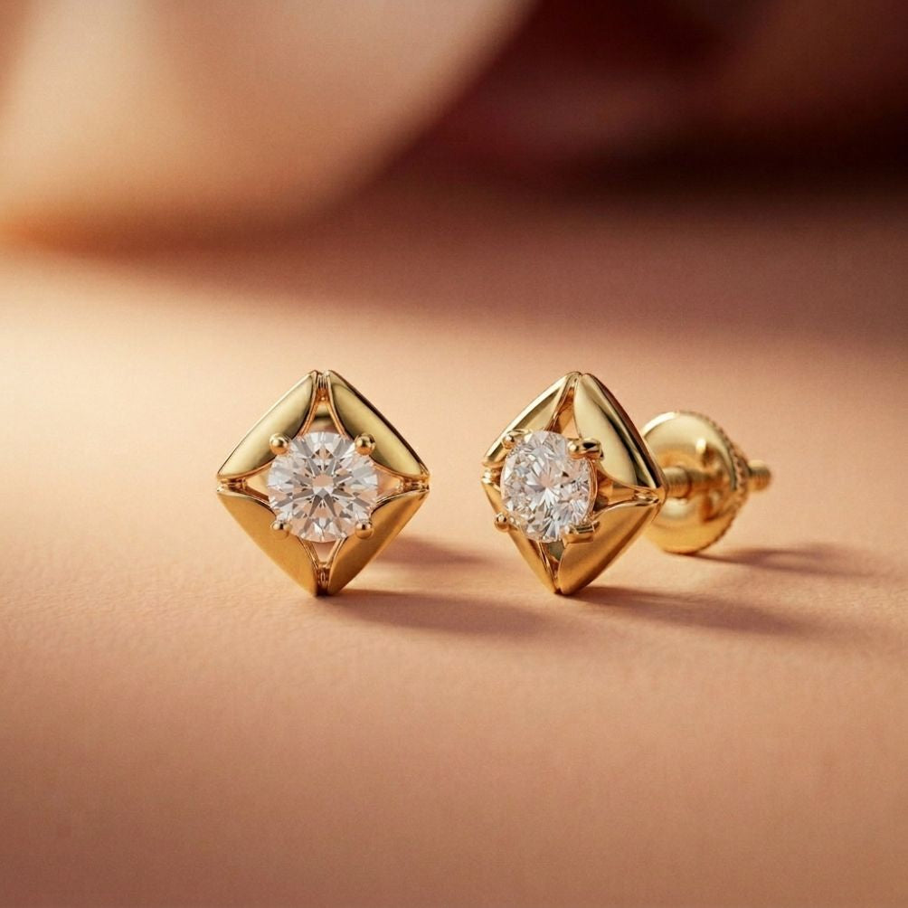 0.47Ct Moissanite Petal Frame Stud Earrings