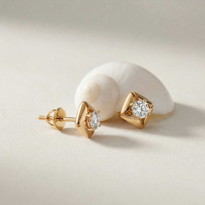 0.47Ct Moissanite Petal Frame Stud Earrings