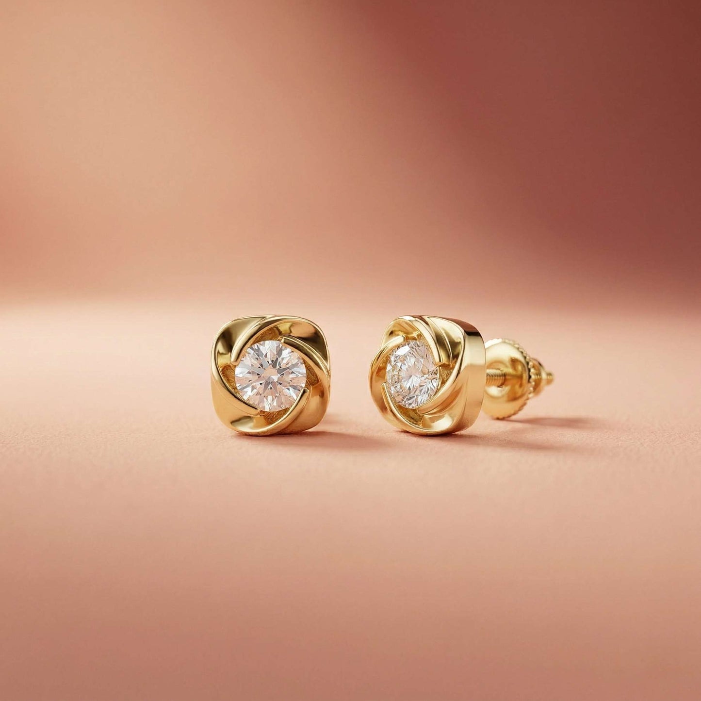1.8Ct Moissanite Sculpted Swirl Stud Earrings