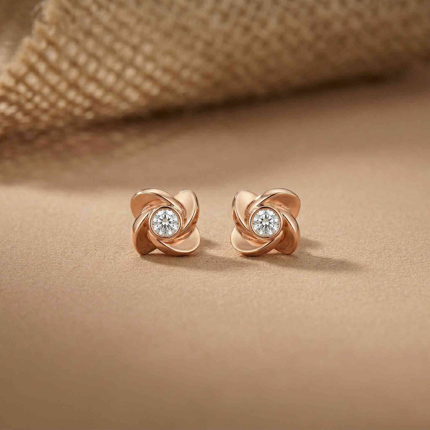 1.8Ct Moissanite Golden Bloom Swirl Stud Earrings
