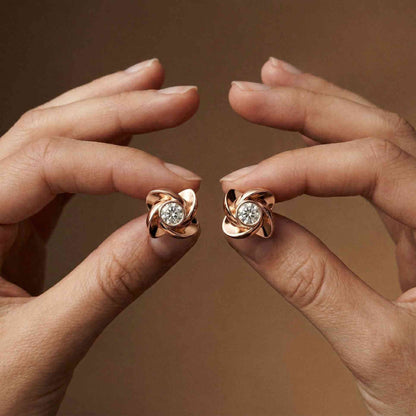 1.8Ct Moissanite Golden Bloom Swirl Stud Earrings