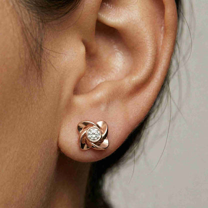 1.8Ct Moissanite Golden Bloom Swirl Stud Earrings