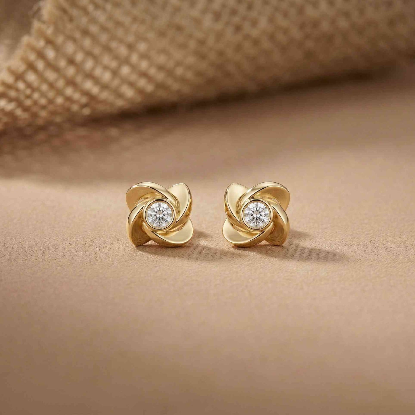 1.8Ct Moissanite Golden Bloom Swirl Stud Earrings
