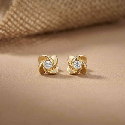 1.8Ct Moissanite Golden Bloom Swirl Stud Earrings