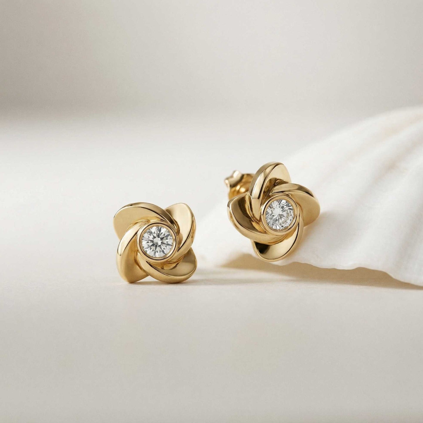 1.8Ct Moissanite Golden Bloom Swirl Stud Earrings