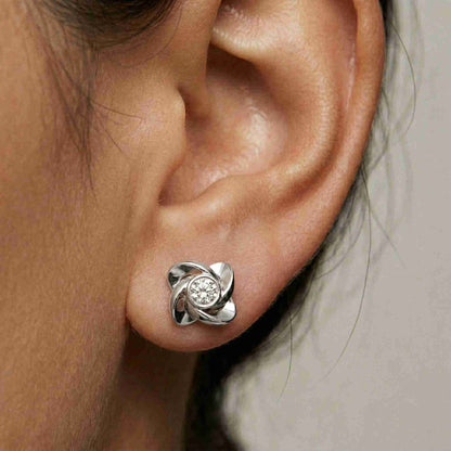 1.8Ct Moissanite Golden Bloom Swirl Stud Earrings