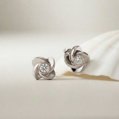 1.8Ct Moissanite Golden Bloom Swirl Stud Earrings