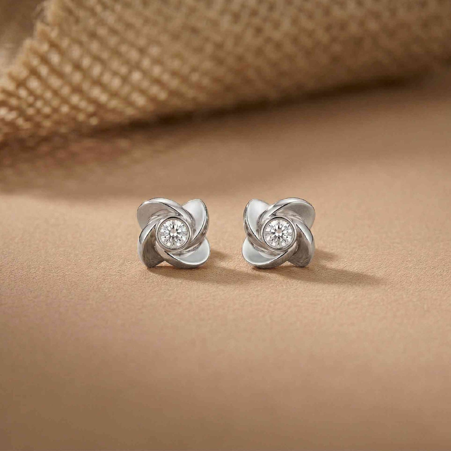 1.8Ct Moissanite Golden Bloom Swirl Stud Earrings