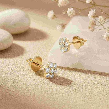 0.42Ct Moissanite Blossom Cluster Stud Earrings