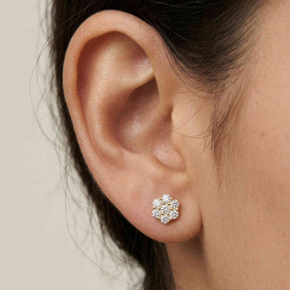 0.42Ct Moissanite Blossom Cluster Stud Earrings