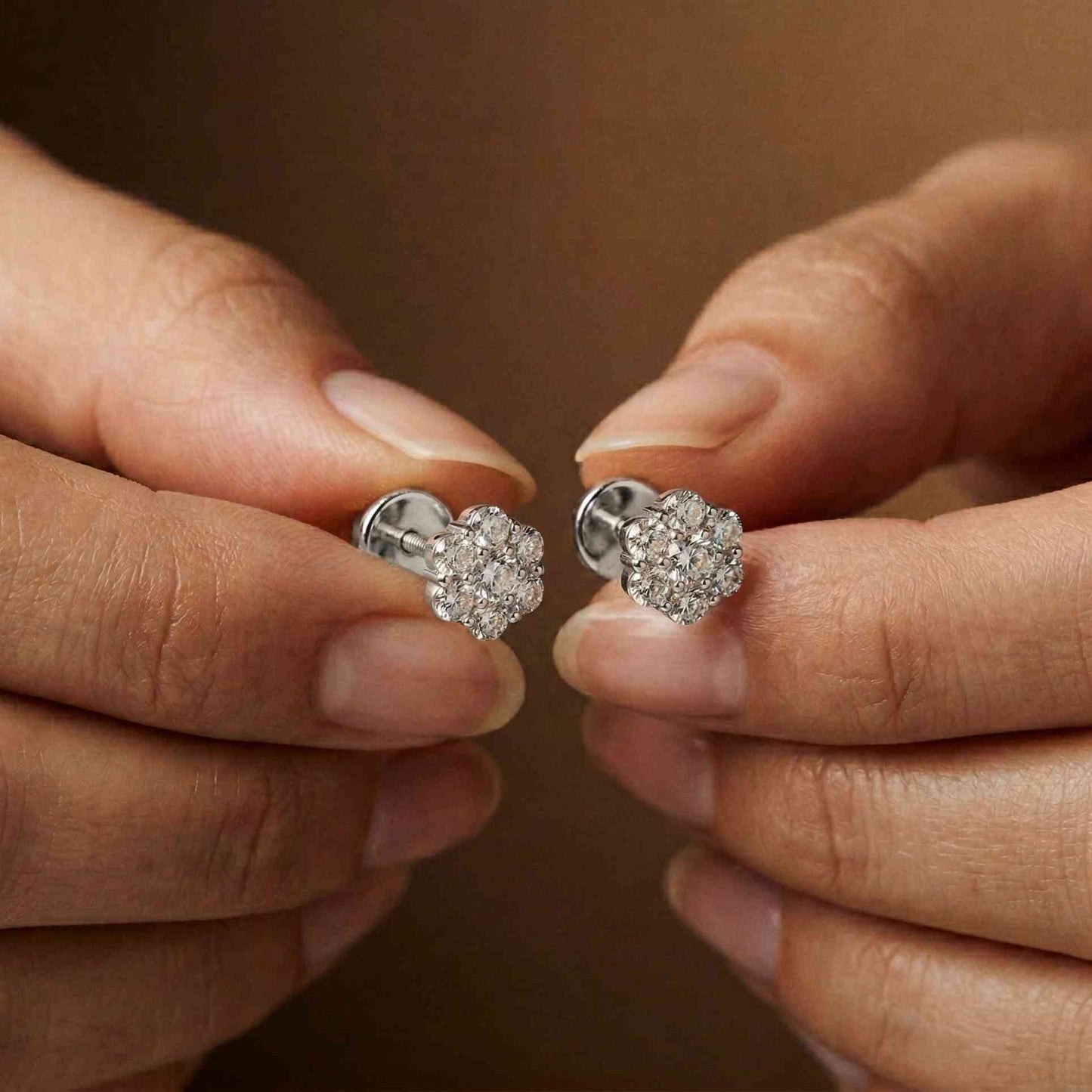 0.42Ct Moissanite Blossom Cluster Stud Earrings