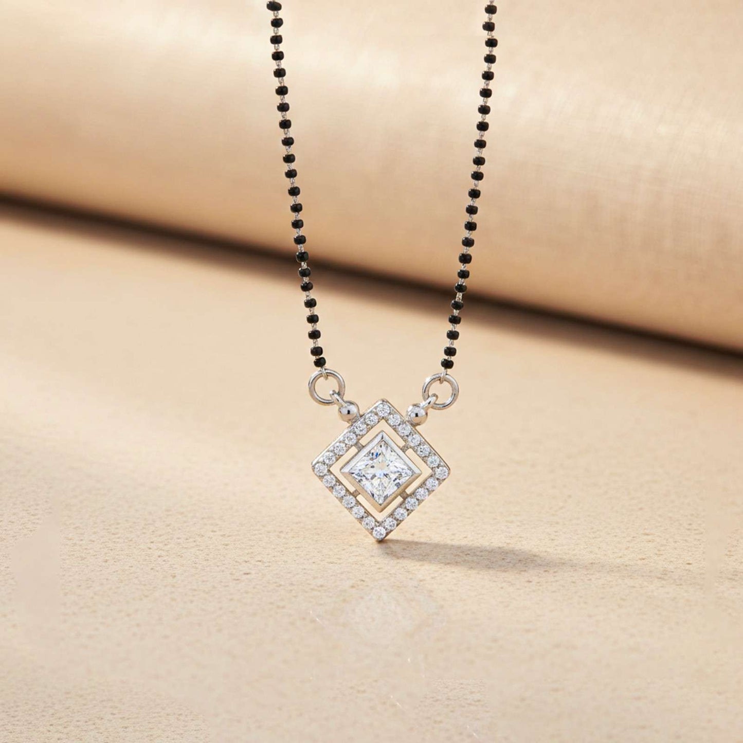 Silver Love Square Mangalsutra