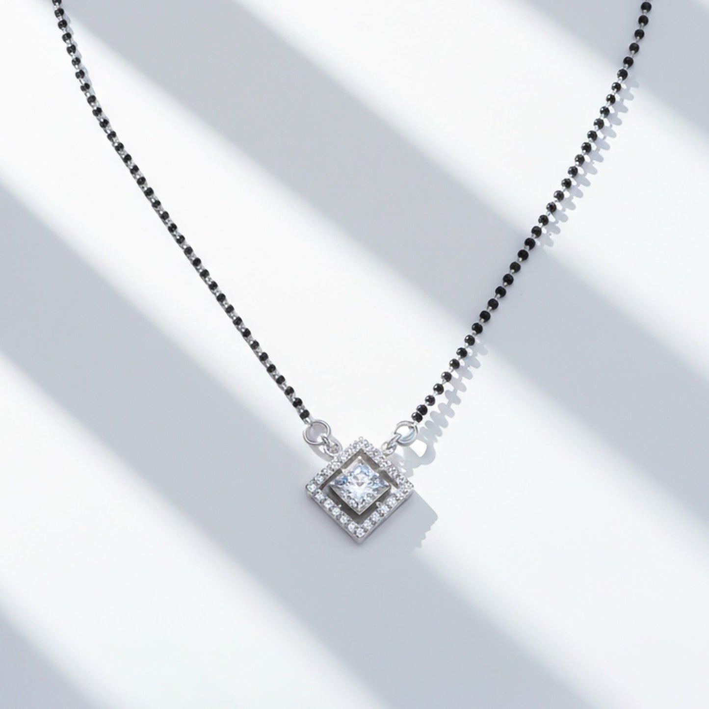 Silver Love Square Mangalsutra