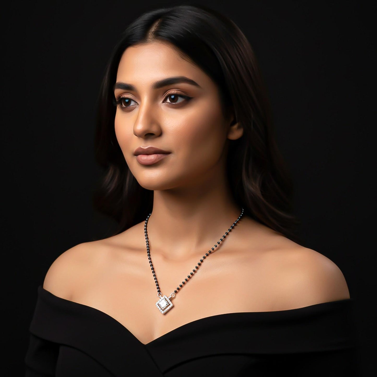 Silver Love Square Mangalsutra