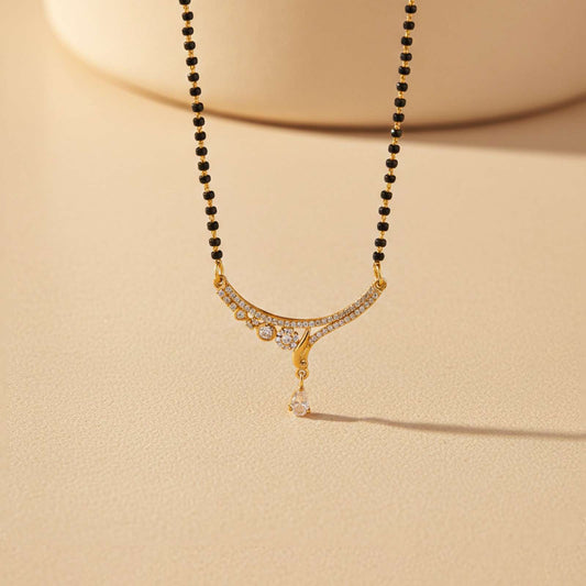 Golden Dishis Floral Design Zircon Mangalsutra
