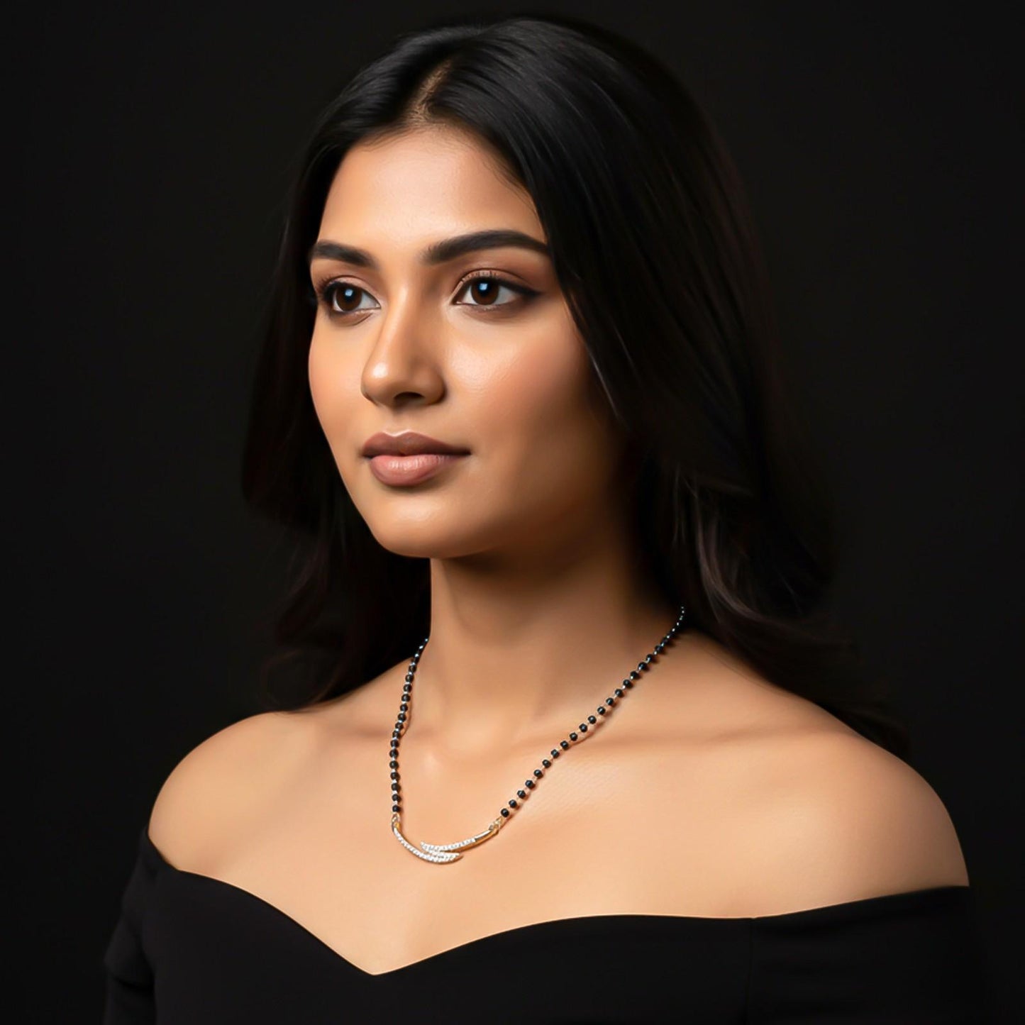 Silver Contemporary Diamond Mangalsutra