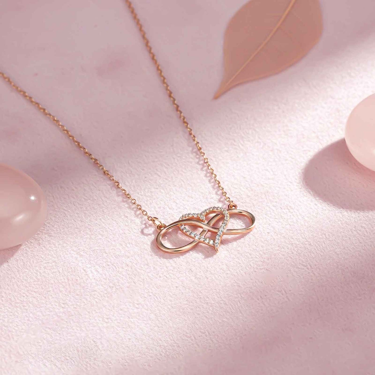 Rose Gold Heart Infinity Necklace