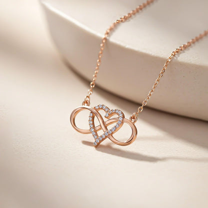 Rose Gold Heart Infinity Necklace