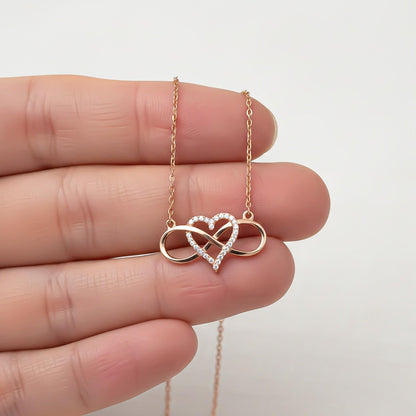 Rose Gold Heart Infinity Necklace