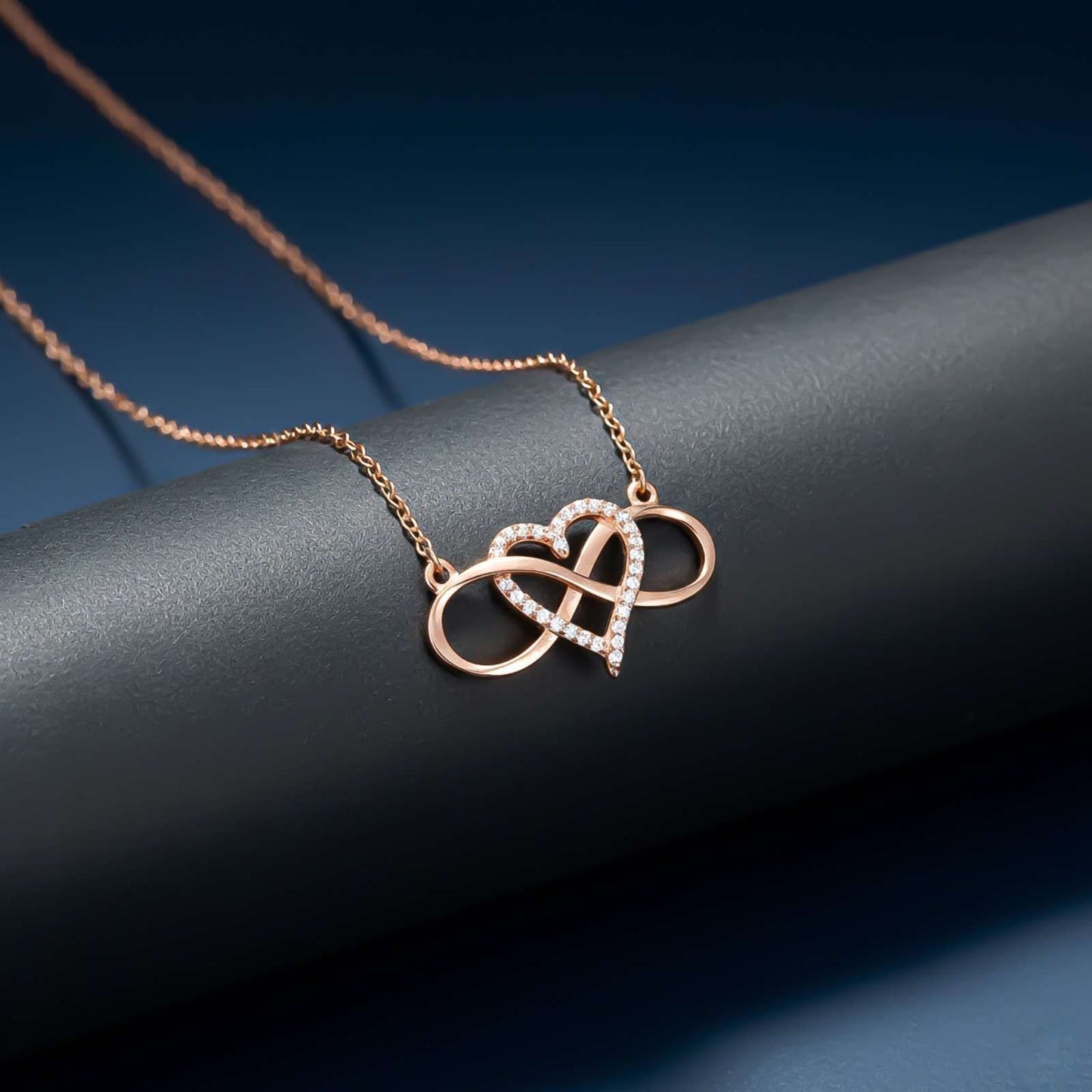 Rose Gold Heart Infinity Necklace