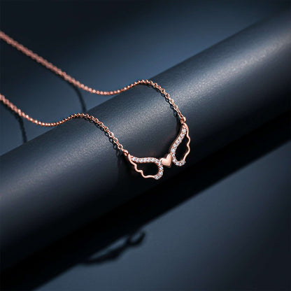 Rose Gold Angel Wings Heart Necklace