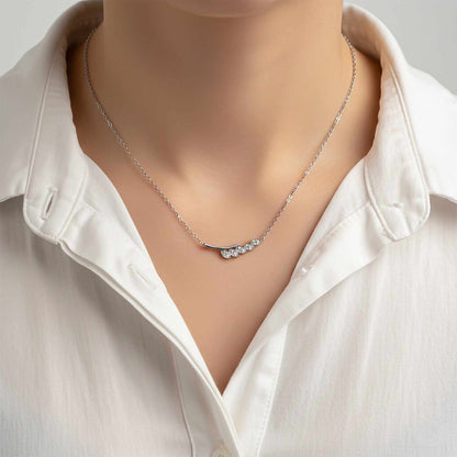 Silver Zircon Bar Necklace