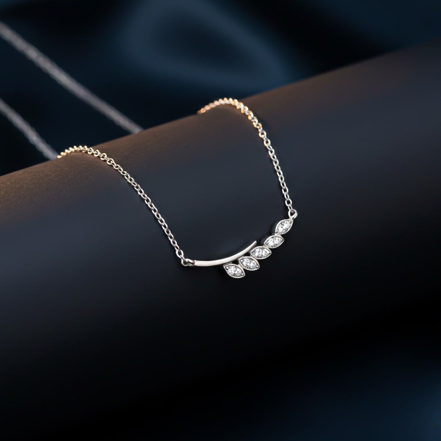 Silver Zircon Bar Necklace