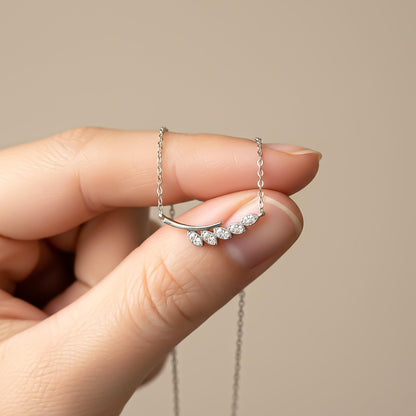 Silver Zircon Bar Necklace