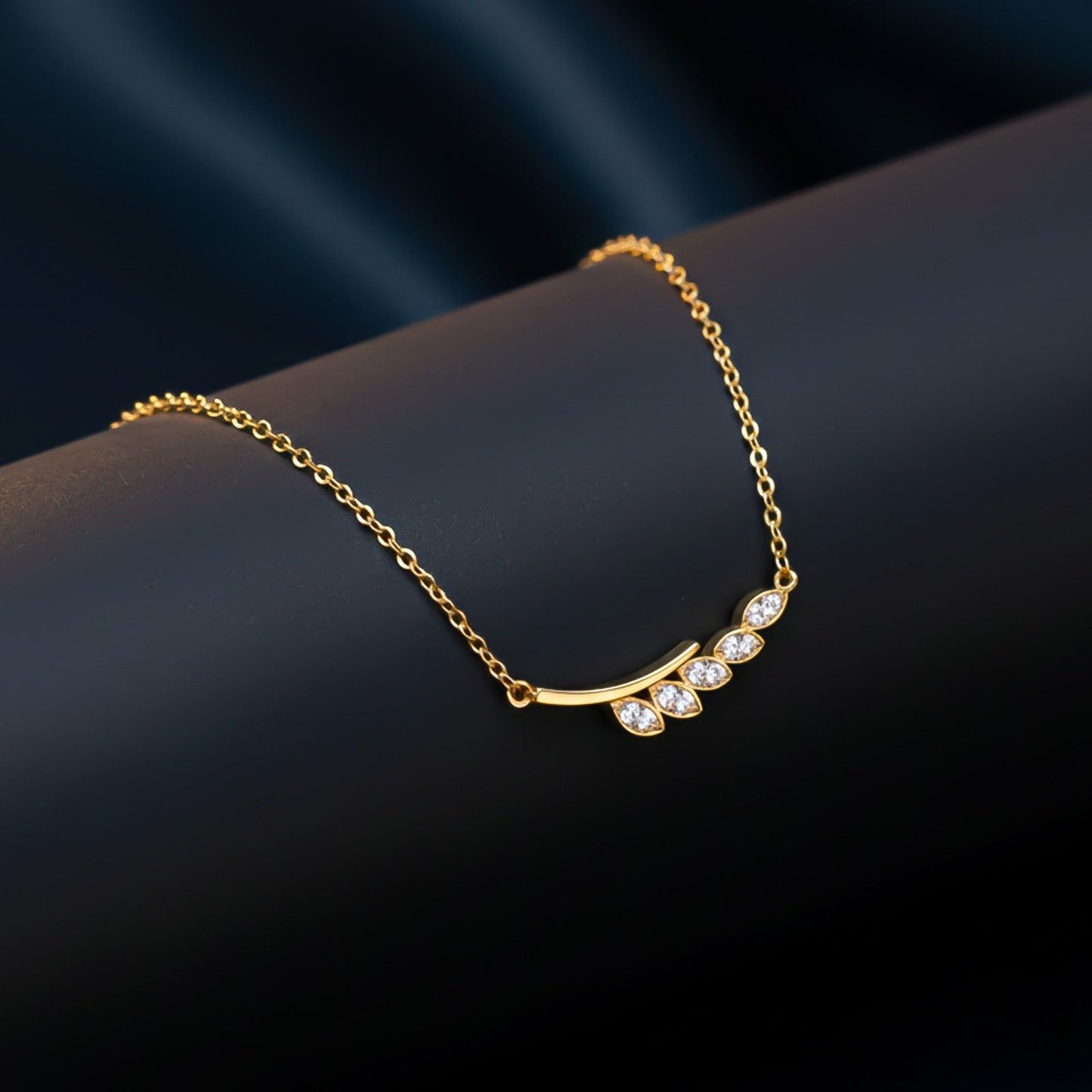 Golden Zircon Bar Necklace