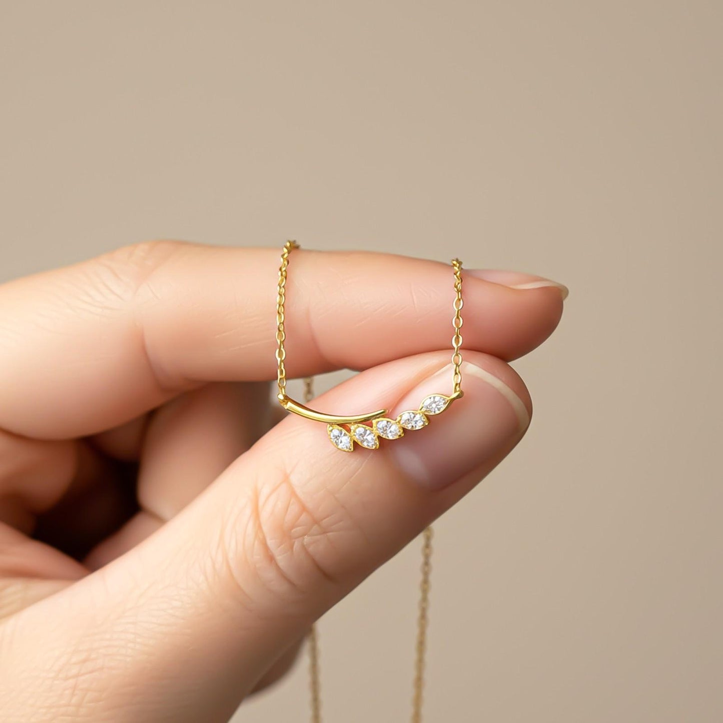 Golden Zircon Bar Necklace