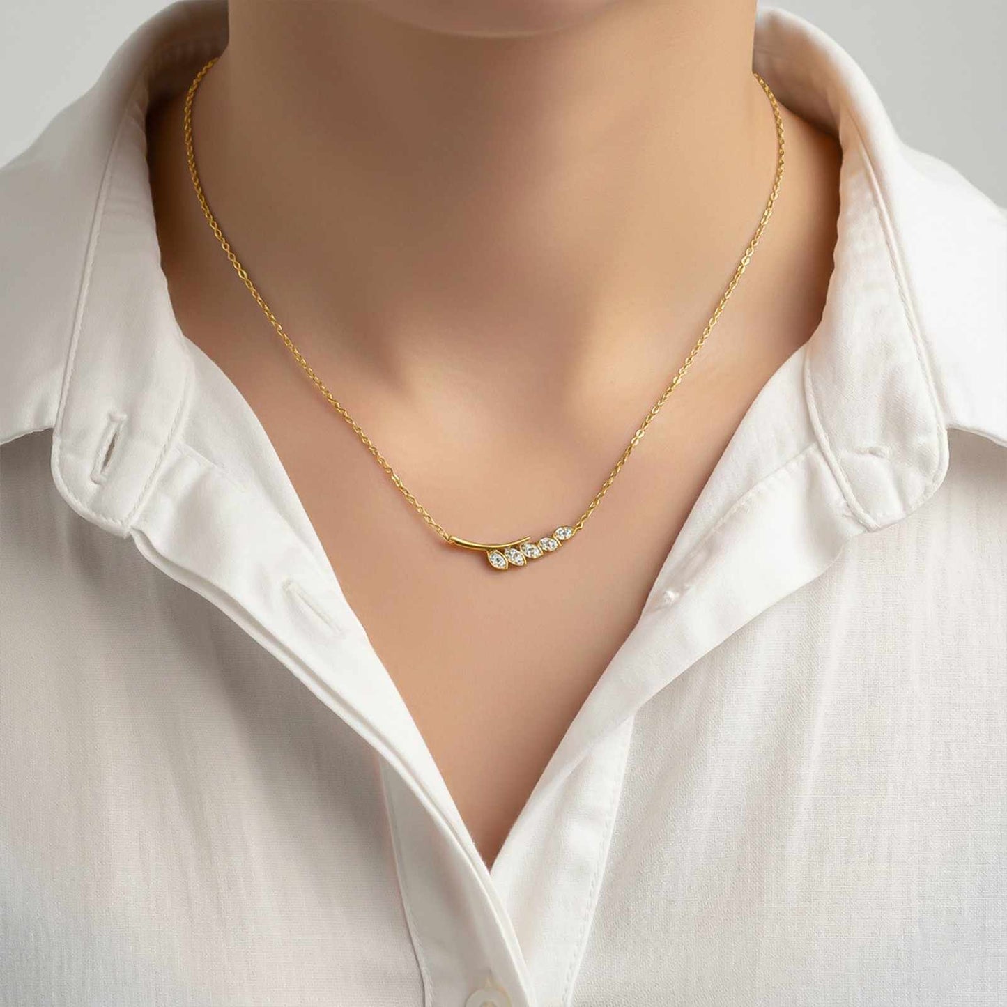 Golden Zircon Bar Necklace