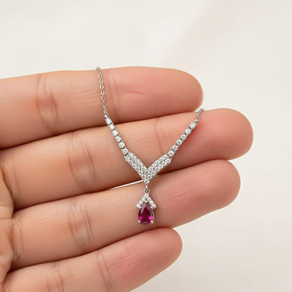 Silver Romantique Curved Drop Necklace