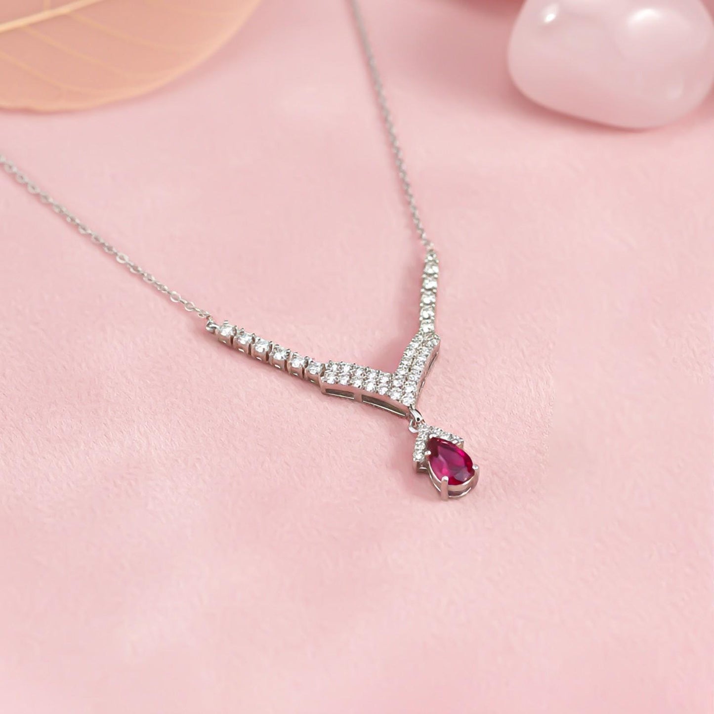 Silver Romantique Curved Drop Necklace