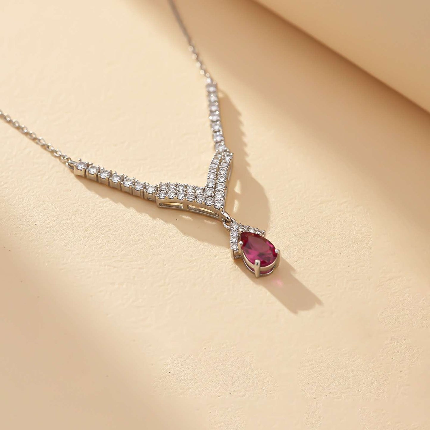 Silver Romantique Curved Drop Necklace