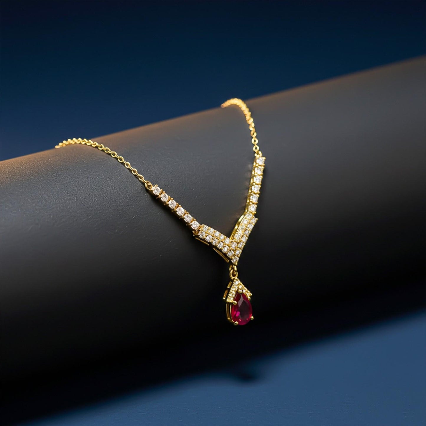 Golden Romantique Curved Drop Necklace