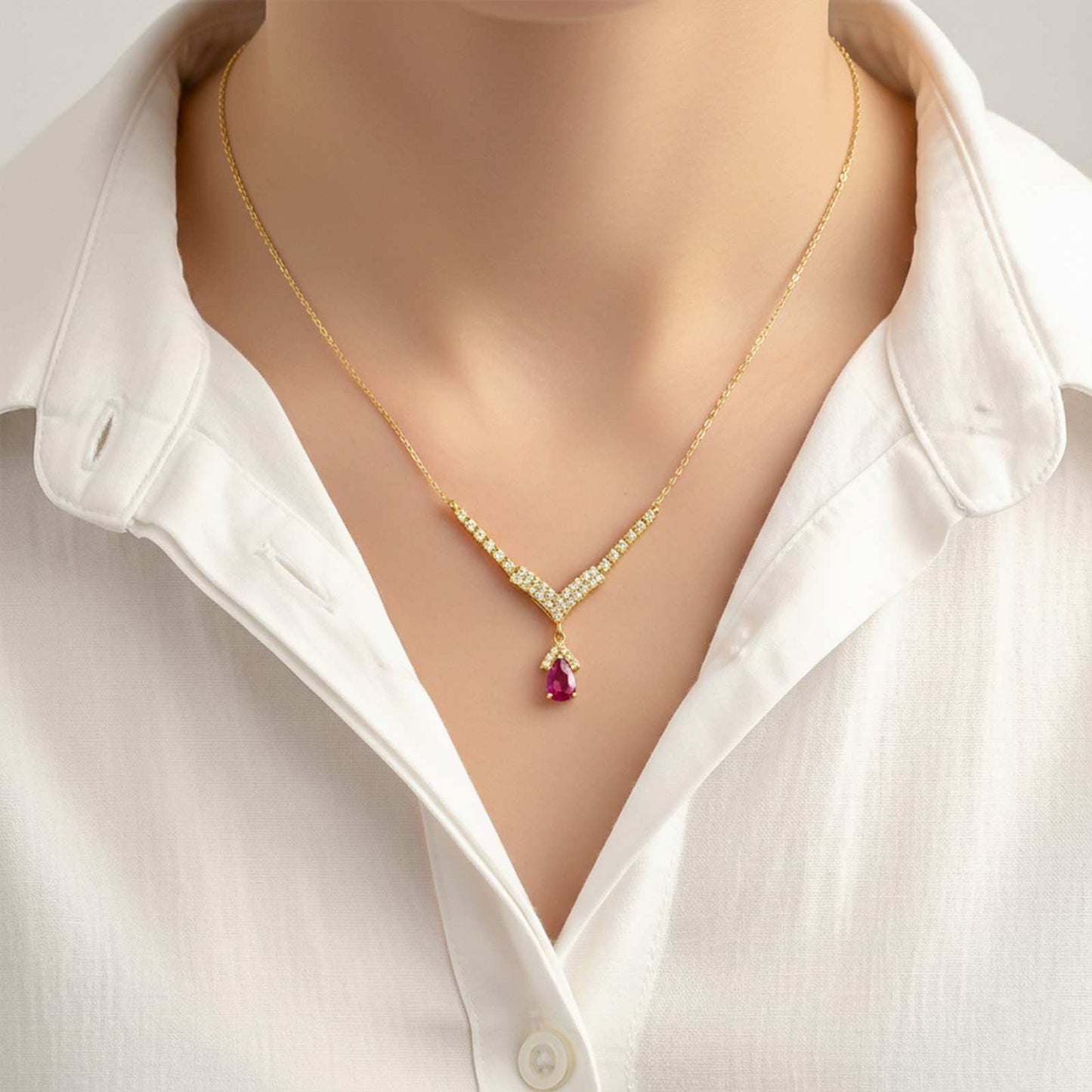 Golden Romantique Curved Drop Necklace