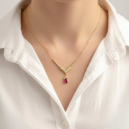 Golden Romantique Curved Drop Necklace