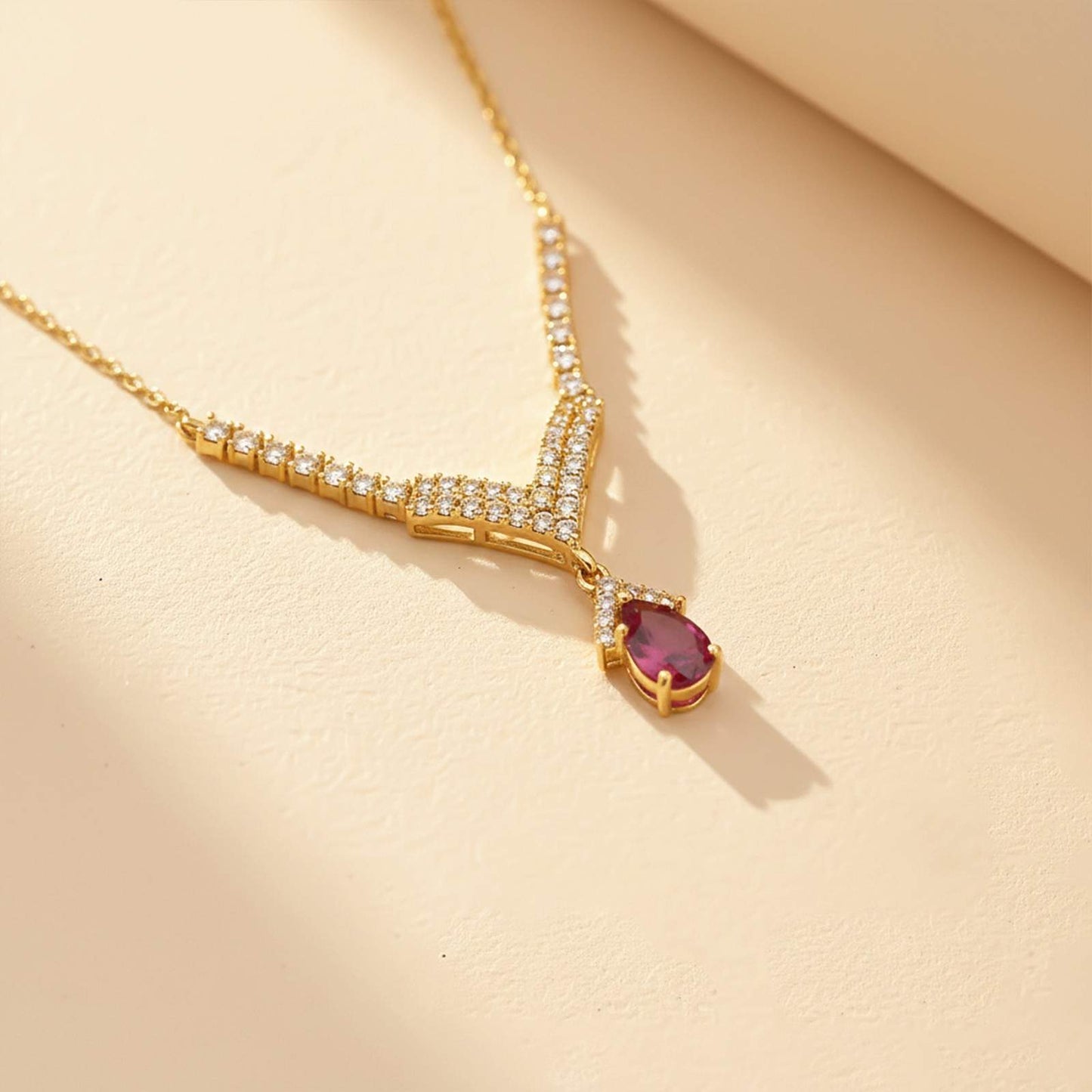 Golden Romantique Curved Drop Necklace