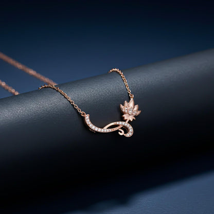 Rose Gold Flower Floral Necklace