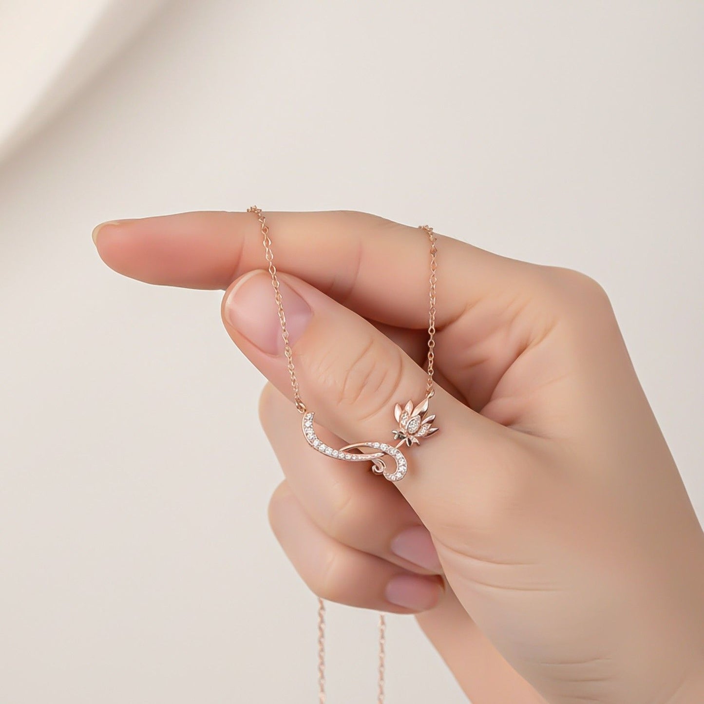 Rose Gold Flower Floral Necklace