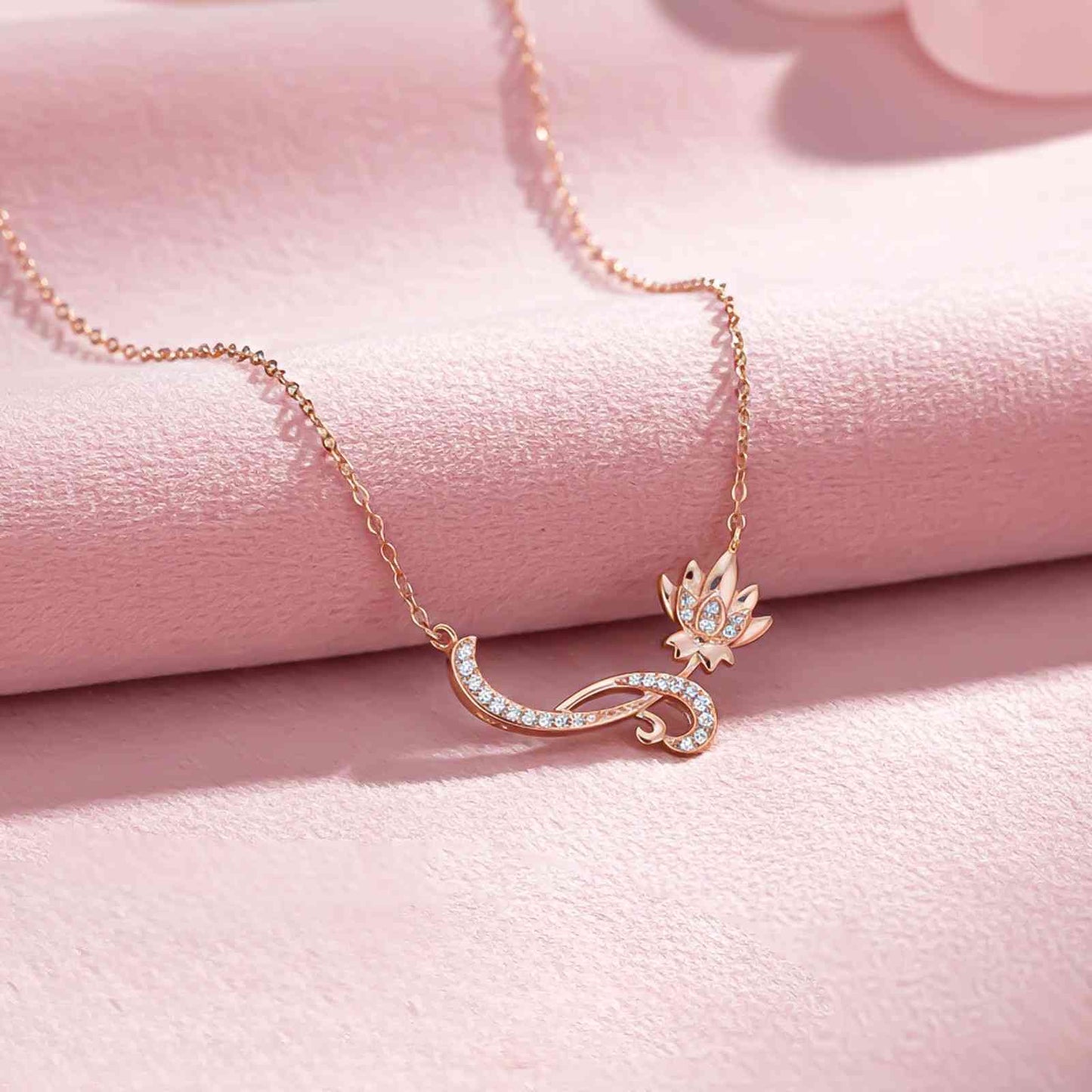 Rose Gold Flower Floral Necklace