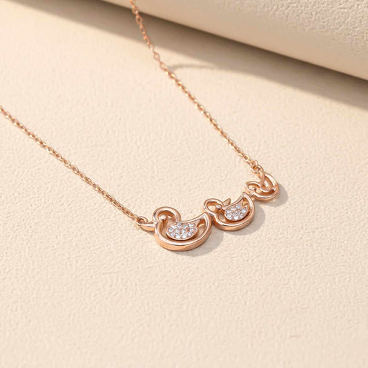 Rose Gold Swim Ducks Necklace